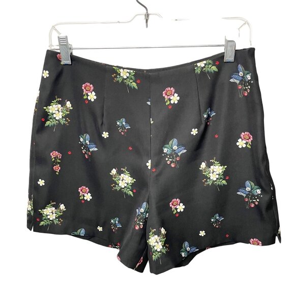 Ted Baker Black Floral Naomii Oracle High Waist Shorts Women’s Size 2 US 6 - Picture 1 of 9